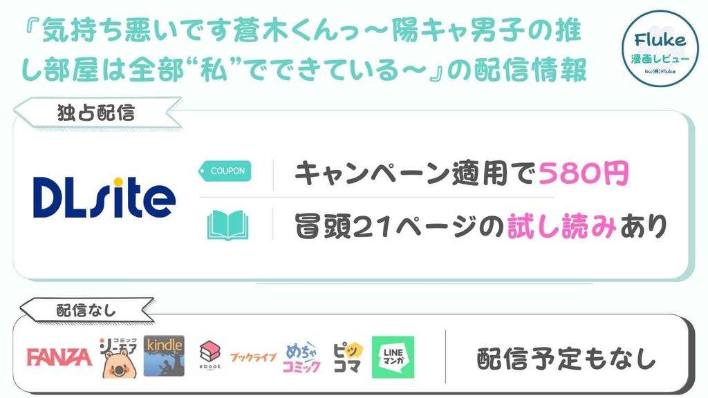 『気持ち悪いです蒼木くんっ～陽キャ男子の推し部屋は全部“私”でできている～』の配信情報